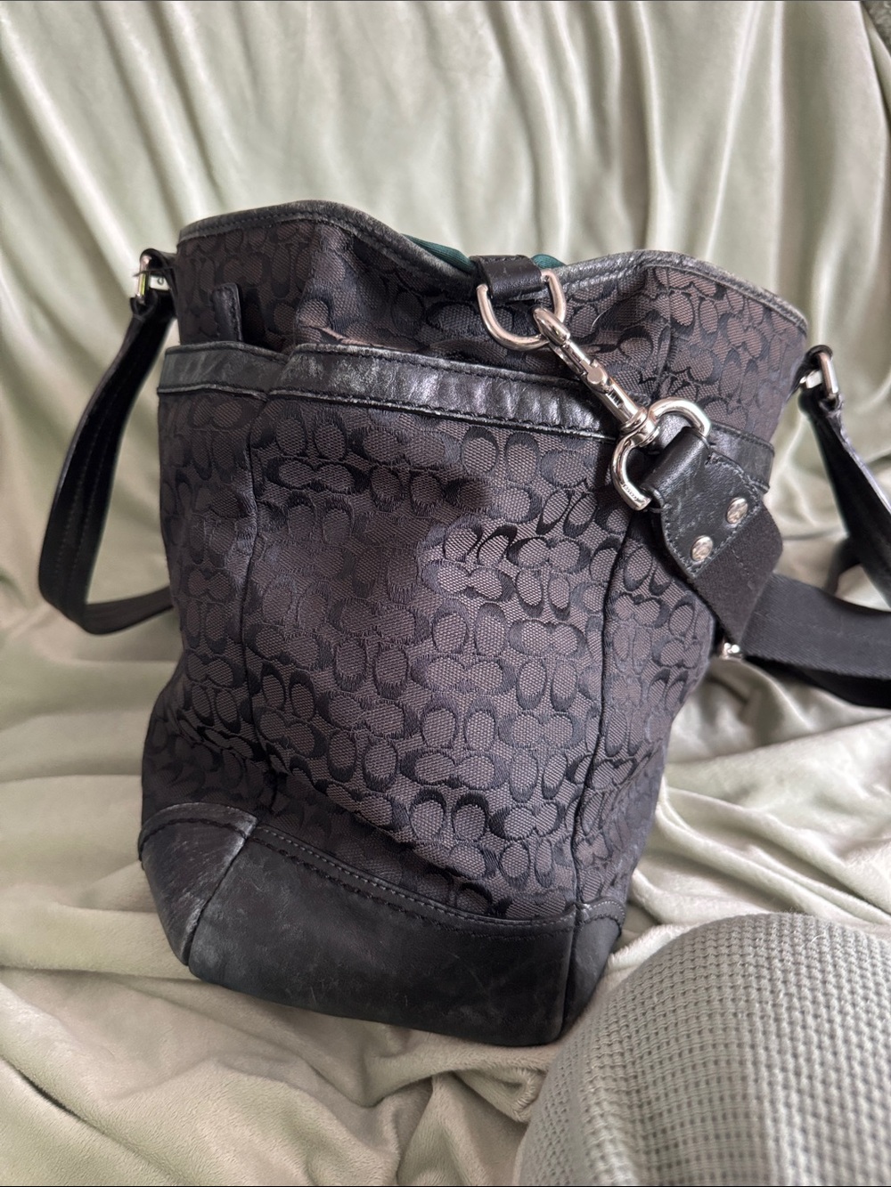 Coach Black Signature Canvas Convertible Shoulder Tote - Picture 6 of 11